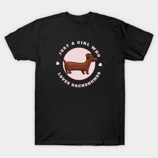 Just A Girl Who Loves Dachshunds Dog Silhouette T-Shirt